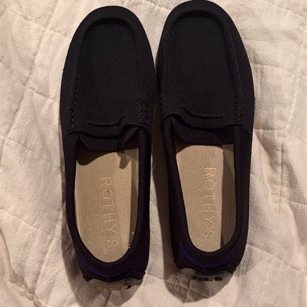 Rothy's Black Knit Driver Loafers with Neutral Insole